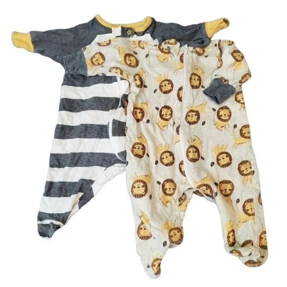 Two romper‎ footies Newborn Organic Cotton baby boy clothes
